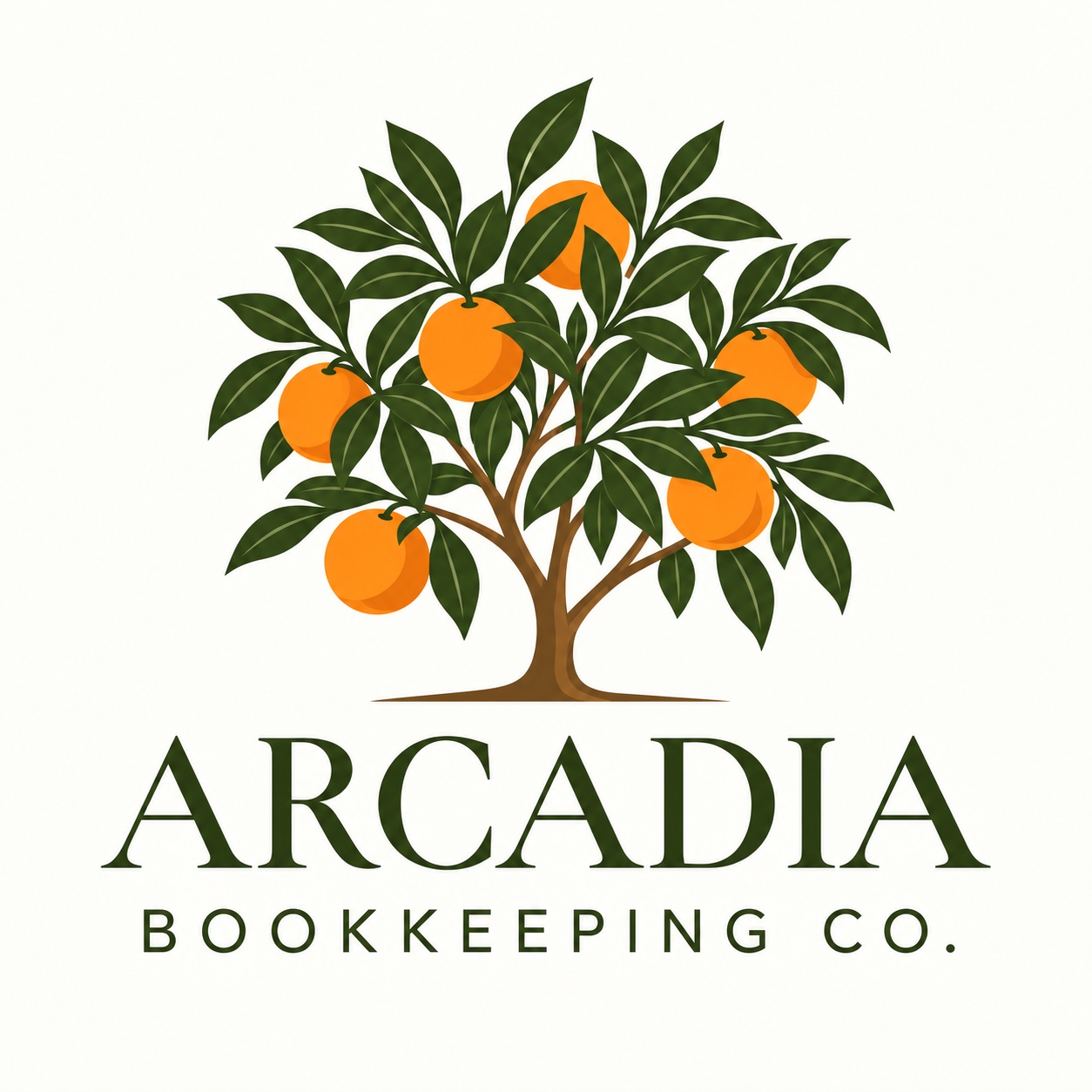 Arcadia Bookkeeping Co. orange tree logo